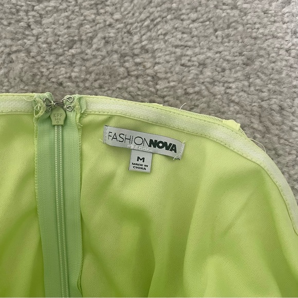 Fashion Nova Ari Mesh Lime Dress - Picture 4 of 4